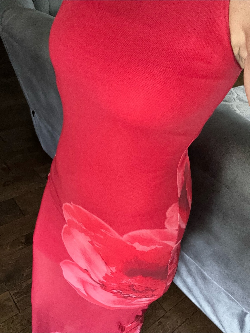 B*Famous Medium Sheer Lined Floral Maxi Dress in Red - Picture 3 of 10